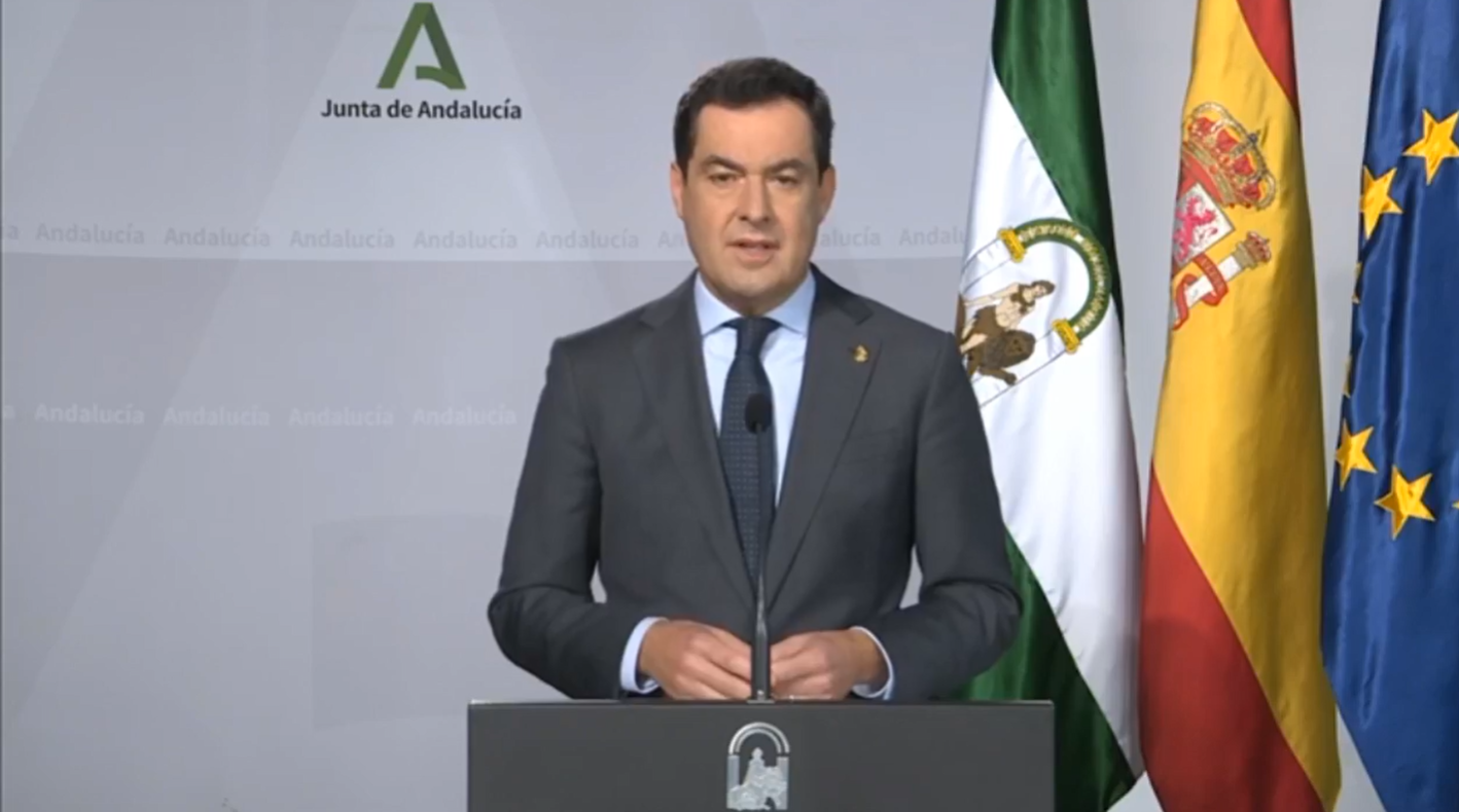 Juanma Moreno, presidente andaluz, en rueda de prensa