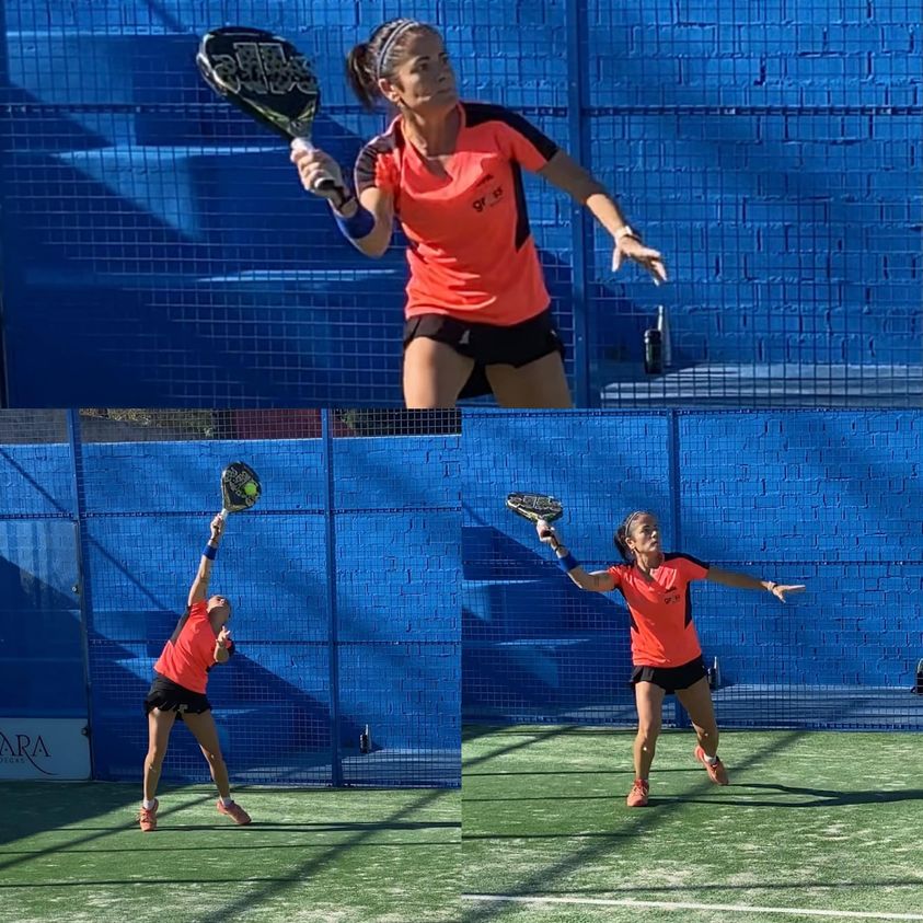 Victoria Checa en uno de sus entrenamientos en la pista del Club de Tenis Málaga.