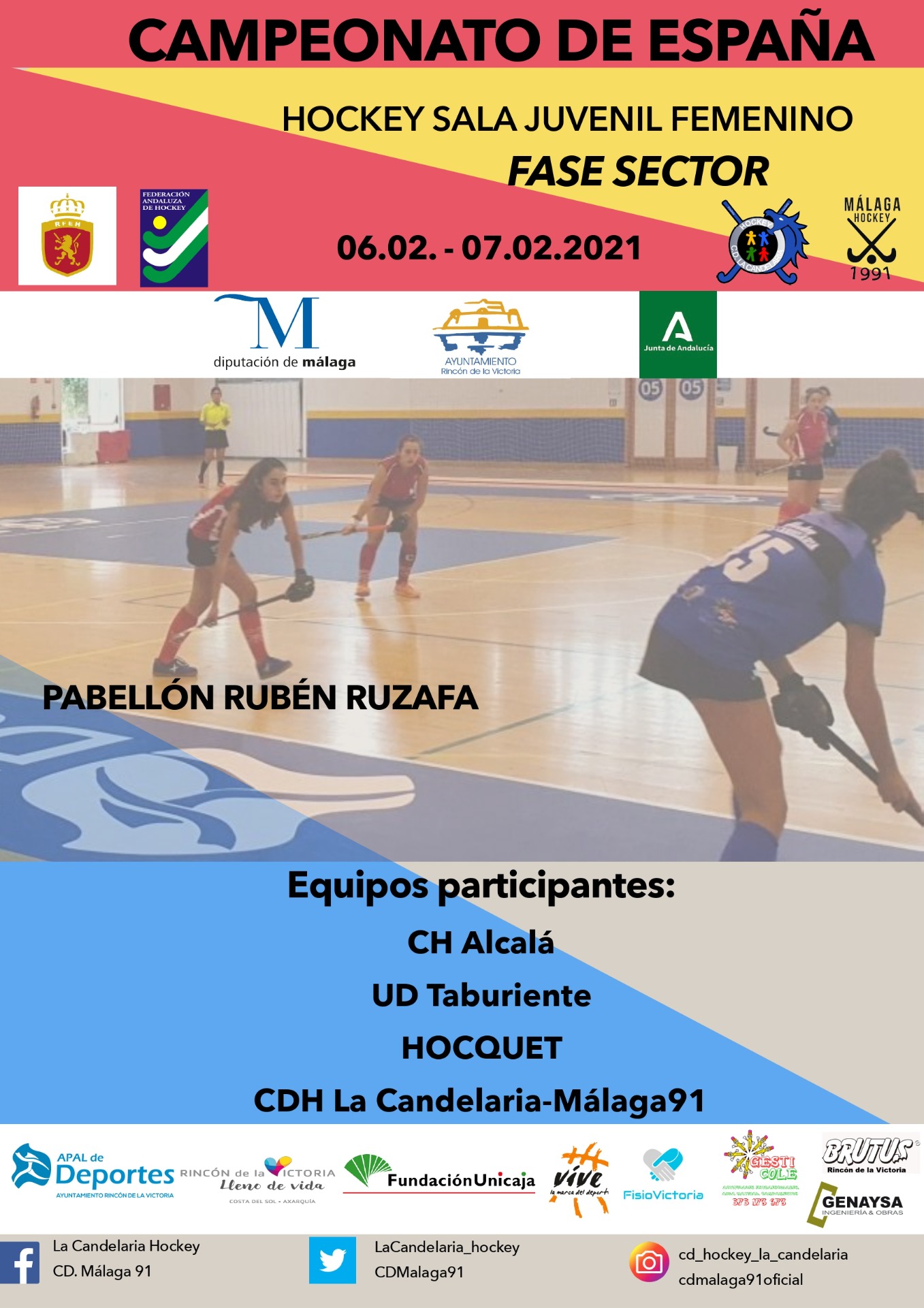 Cartel del campeonato de Hockey que se desarrollará en Rincón de la Victoria