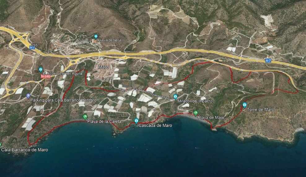 Imagen de la zona afectada por el incendio / INFOCA (Google earth)
